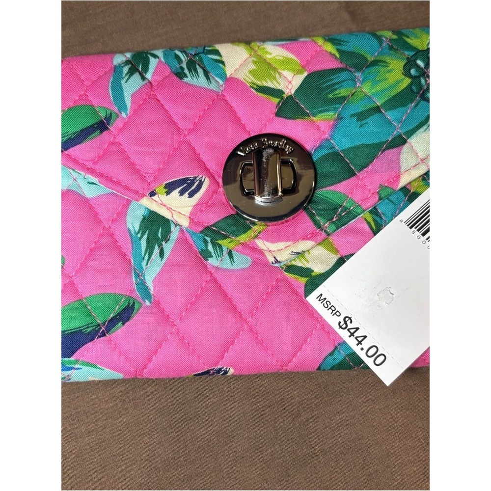 Vera Bradley Hot Pink Quilted Floral Turnlock Wristlet